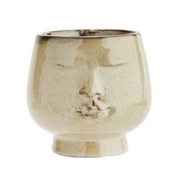 Brauner Blumentopf Steingut Mit Gesicht Imprint M Von Madam Stoltz