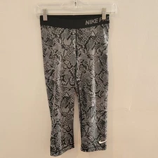 Nike Pro Mens Workout Leggings Size Small Reptile Print Grey Black