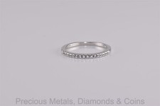 Sterling Silver 1.8mm Cubic Zirconia Accented Band Ring 925 Sz: 7.5