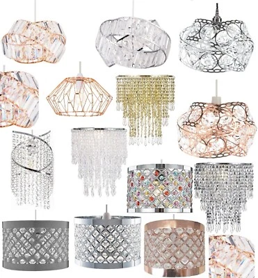 Modern Ceiling Pendant Light Shade Acrylic Crystal Easy Fit Chandelier Lampshade