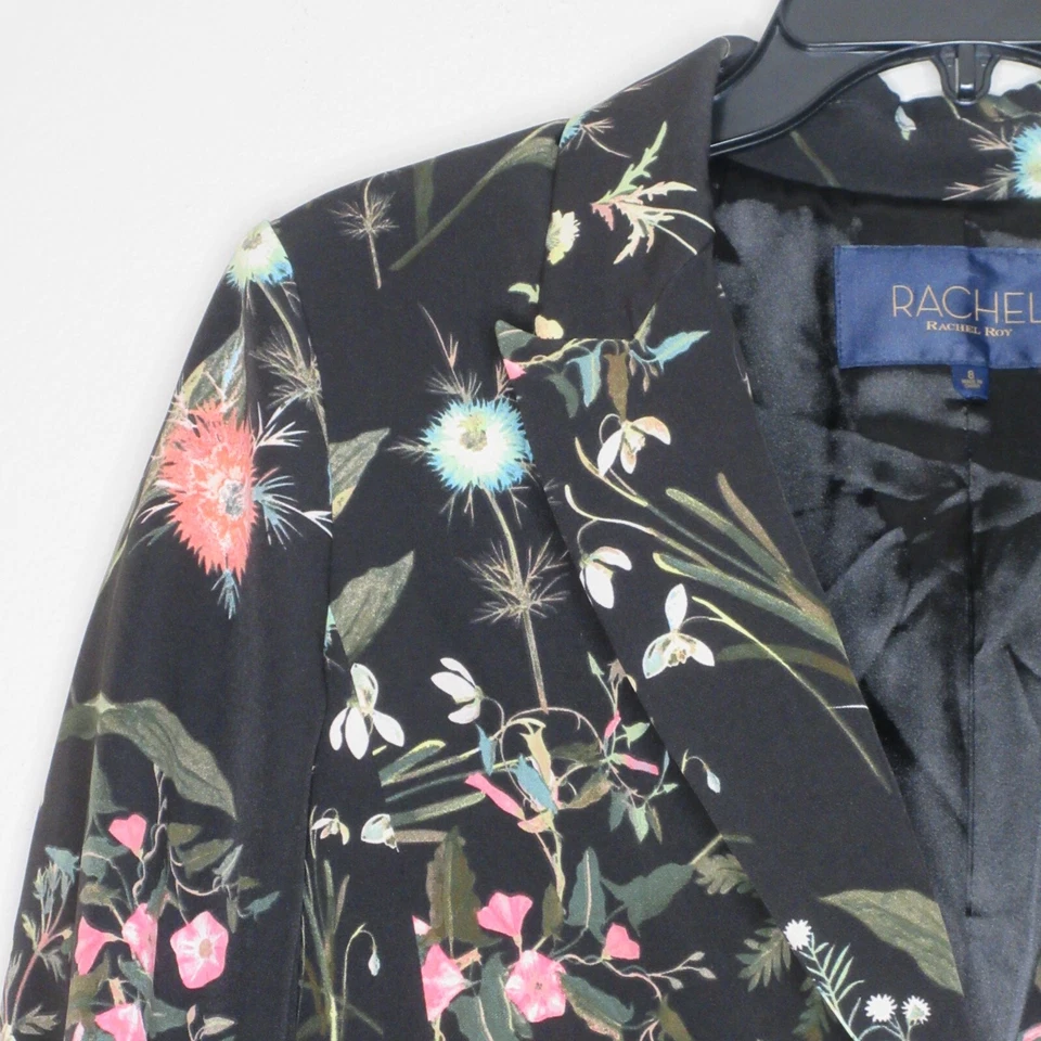 Rachel Rachel Roy Women's 2 Button Black Floral Print Blazer Jacket 8 B32 - Image 3 of 4
