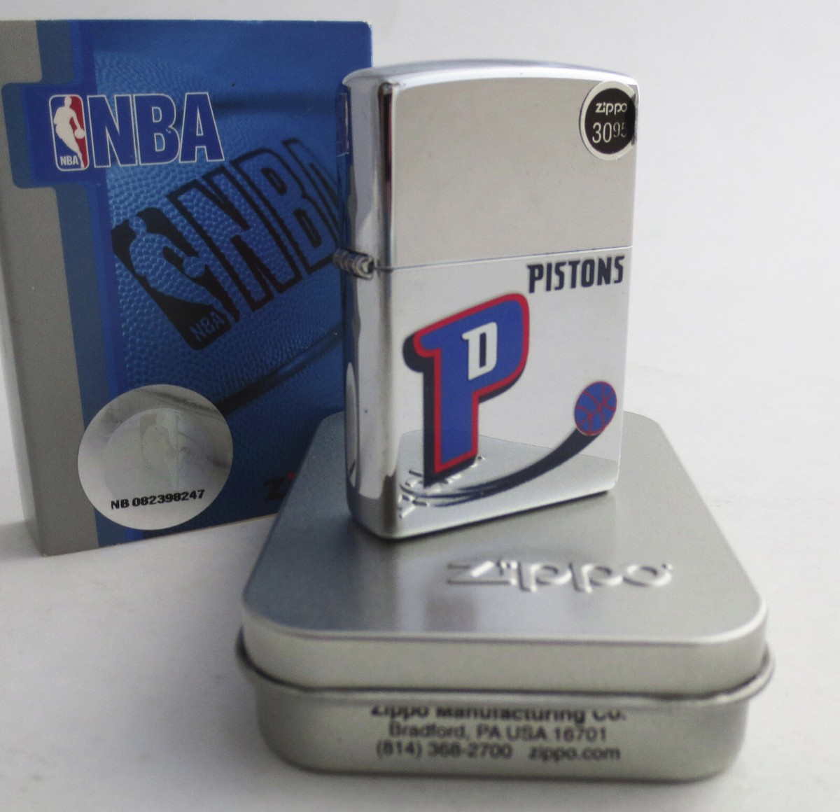 2007 Zippo Lighter NBA DETROIT PISTONS Basketball NEW SEALED 
