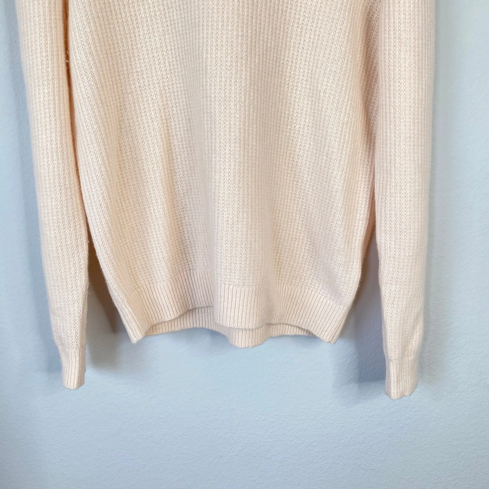 OFF WHITE Felpa con cappuccio GENTLE HERD in cashmere maglia waffle panna pesca taglia media