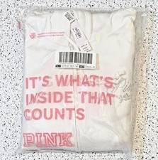 Victoria's Secret PINK Ivy Fleece Campus Full-Zip Hoodie S White Bling Black