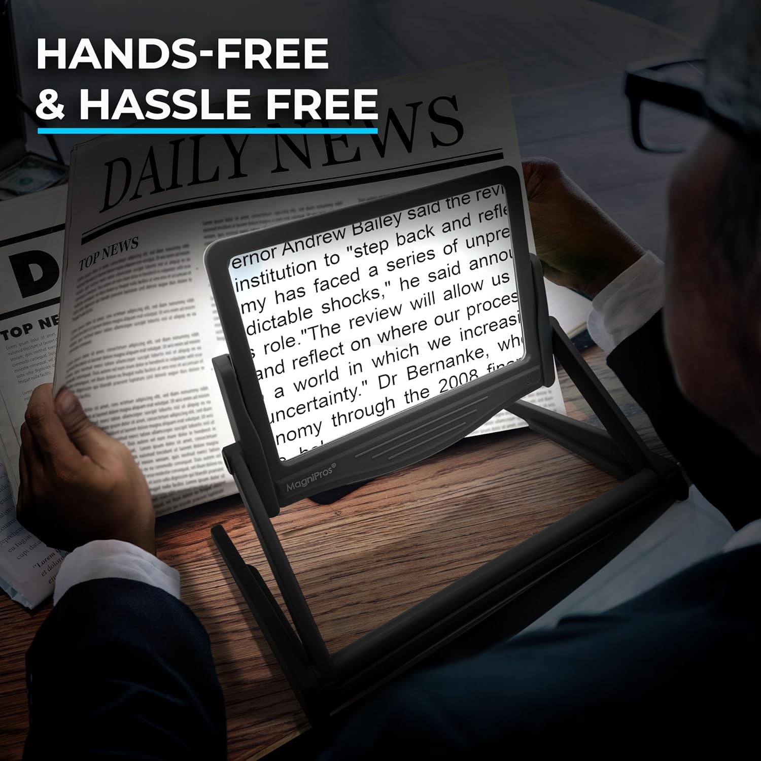 Patented 5X Large LED Page Magnifier with Detachable Stand | Eye Caring 3 Col...