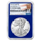 2025-W Proof $1 American Silver Eagle NGC PF70UC ER Trump Label Blue Core