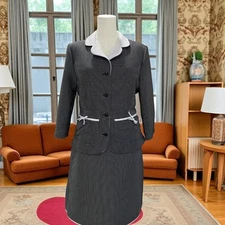 Vintage Coquette Modest Polka Dot Skirt Suit Set Retro Grandmacore Career Chic