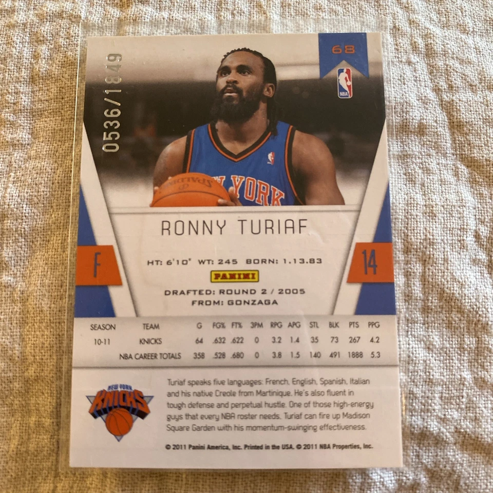 2010-11 Totally Certified - Ronny Turiaf #68 /1849 - Image 2 of 2
