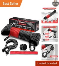 Off-road Winch Rope Kit 316x50 Ft Grey 8500 Lb Synthetic Cable Hook Strap Off-road Winch Rope Kit 316x50 Ft Grey 8500 Lb Synthetic Cable Hook Strap