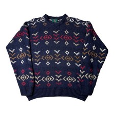 Gaeltarra Ireland Linen Cotton Fair Isle Pullover Unisex Vintage Sweater