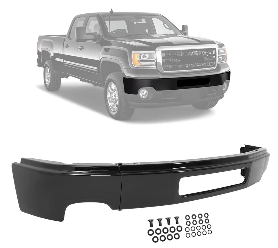 Front Bumper For 2011-2014 GMC Sierra 2500 HD Sierra 3500 HD Painted Black Steel - Image 2 of 4