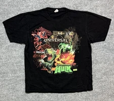 Universal Studios T Shirt Large 2009 Hulk Spider-Man Jurassic Park Mummy Y2K
