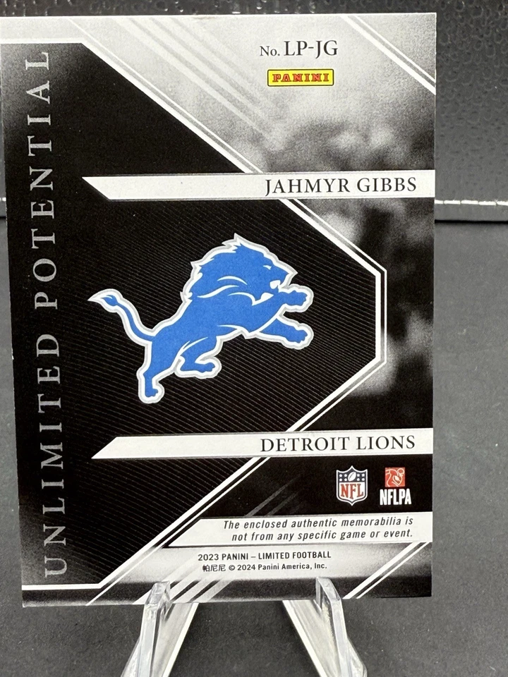 2023 Limited Jahmyr Gibbs Unlimited Potential Patch 10/10 - Image 2 of 2