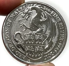 2017 Silver Great Britain 2 Oz Queens Beast Dragon .9999 Fine Coin Royal Mint