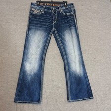 Rock Revival Womens Jeans Bootcut Rhinestone Butterfly Blue Denim Size 29