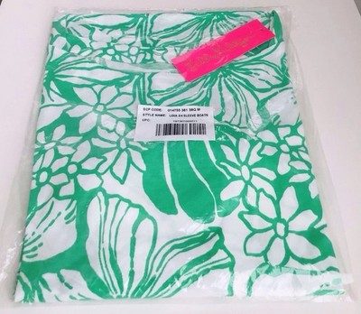 Lilly Pulitzer Lidia Dress 3/4 Sleeves-Medium NWT $108 Green Floral