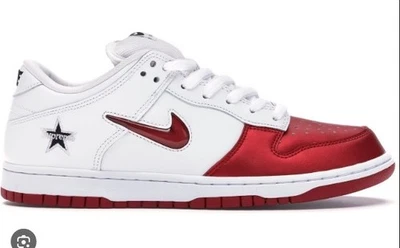 Nike SB Dunk Low Supreme Jewel Swoosh Red Size 9M (NEW) - Image 1 of 4