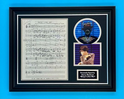 Gary Numan Signed Music Notation Lyrics Sheet & CD Framed & COA Boys Like Me