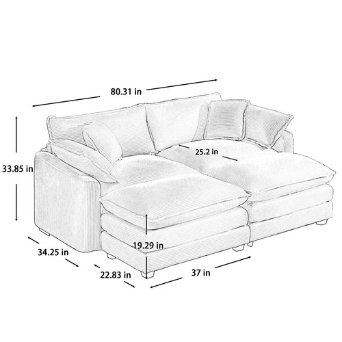 Tan Corduroy Sofa & Ottoman: Small Space Living - Picture 8 of 15