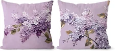 Autumn Velvet Purple Floral Pillowcase 18x18 2-Piece Set