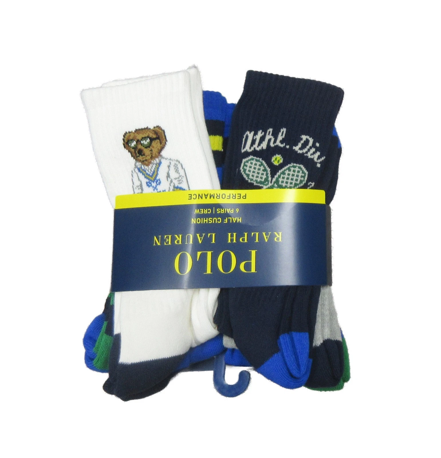 Polo Ralph Lauren Men's Multicolor Polo Bear Assorted Crew Socks 6 Pairs