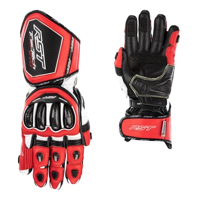 Leather Race Glove RST Tractech Evo 4 Motorcycle Motorbike Gloves Race Spec Red