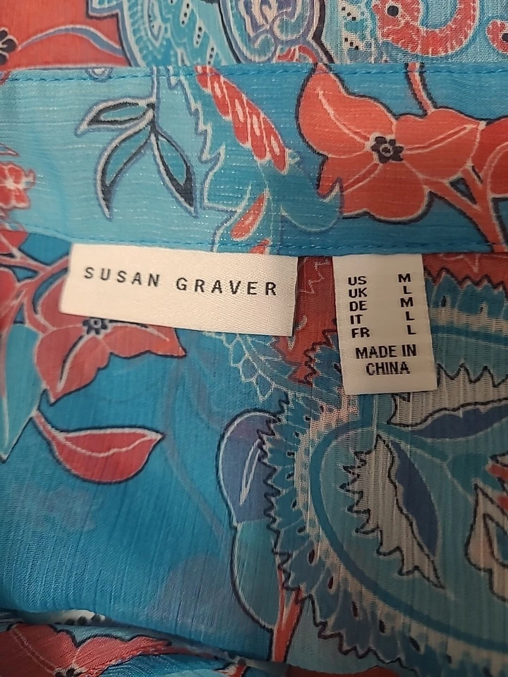 Pullover multicolor de manga larga semi transparente de Susan Graver para mujer talla mediana Foto 4 de 4