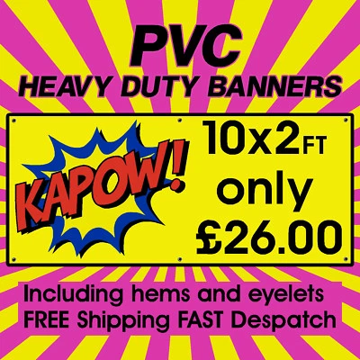 HOUSE OF BANNERS 10x2ft PVC Banners Outdoor Vinyl Banner Advertising Sign Display Printed Banner