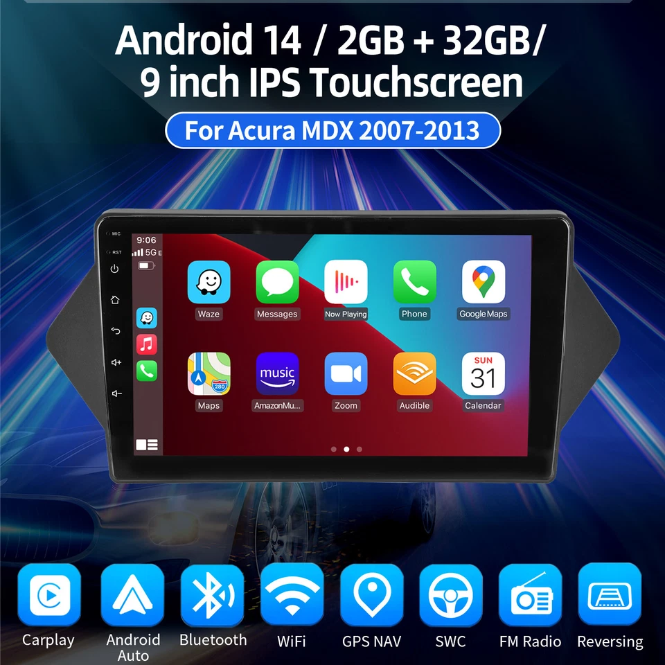 Android 14 For 2007-2013 Honda Acura MDX Car Stereo Radio GPS Navi WIFI RDS 32G - Image 2 of 4