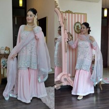 Designer heavy georgette partywear kurta sharara set,3 Piece Readymade suit set