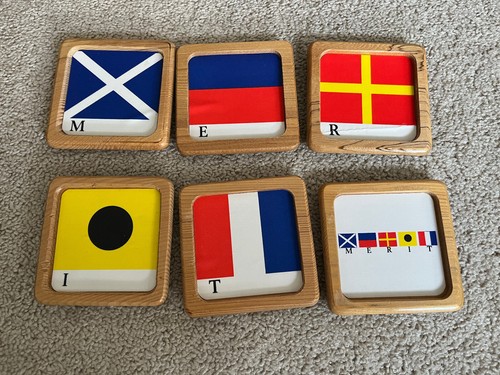 Vintage MERIT SeaCoasters, 6 Piece Nautical Wood Coasters, NEW but READ - Picture 2 of 4