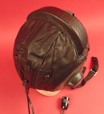 Soviet Pilot Leather Helmet ShZ-82 FUR-LINED Winter Model Dated