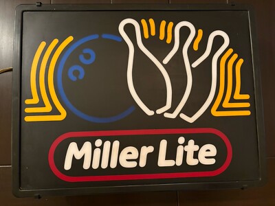 Vintage Miller Lite Beer Advertisement Bowling Ball Pin Lighted