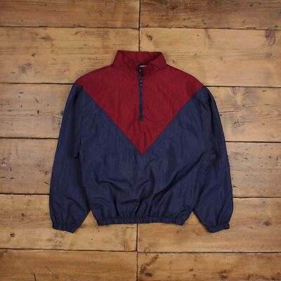 Vintage Augusta Windbreaker Jacke M 80er 1/4 Zip Pullover USA Made Blau