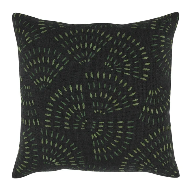 Oversized Square Throw Pillow Black & Green- Classic Home