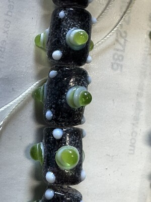 25 LAMPWORK Handmade Glass Multi Colored with dots Cylinder 14x12mm Tube Beads