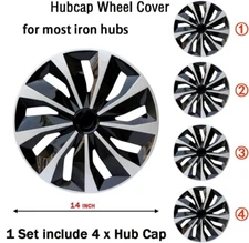 (4-Pack) Premium 14" Wheel Rim Cover Hubcaps Replacement Snap On Car Truck SUV