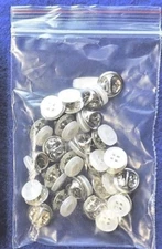 24pc No-Sew White Buttons 3/8" Pin-On Silver Backing Emergency Repair New 