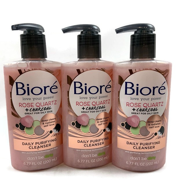 Bioré Rose Quartz Charcoal Daily Purifying Cleanser for sale online eBay