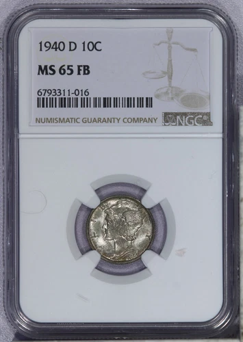 1940-D Mercury Dime 10c NGC MS65 FB