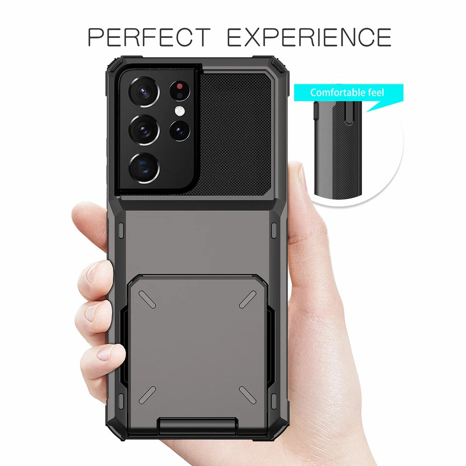 For Samsung S25 S24 Ultra S23 S22 S21 S20 Plus Shockproof Wallet Card Stand Case - Image 3 of 4