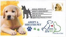 AO-4454-2, 2010, Adopt a Shelter Pet, Pictorial Postmark, First Day Cover, Add O