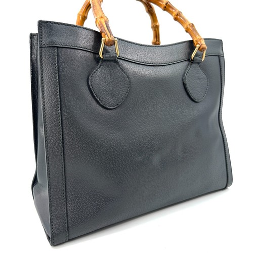 GUCCI Tote Bag Handbag Grey Diana Bamboo Leather Authentic #790 - Picture 3 of 13