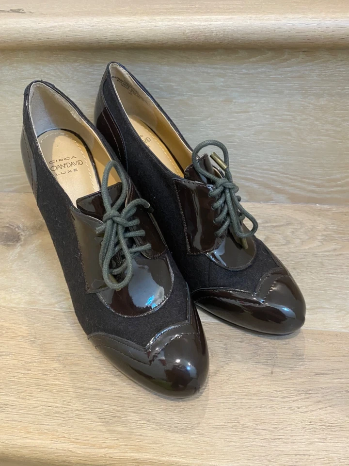 JOAN & DAVID CIRCA Mujer CJEVENSEN Lujo Tacones Punta de Ala Marrón Oscuro Con Cordones Talla 8 Foto 2 de 4