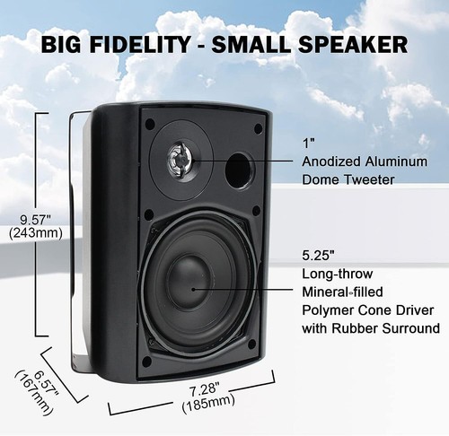 4X5,25" Bluetooth Speakers Outdoor Indoor Patio Wall Mount Pool Deck Speakers UK - Picture 17 of 30