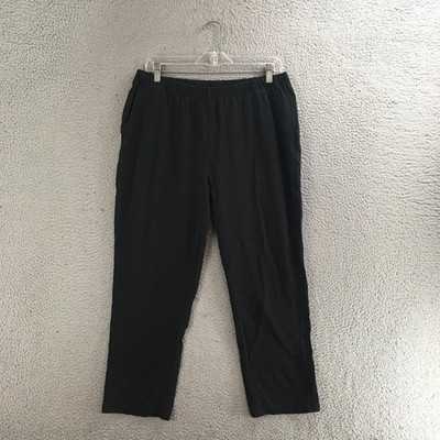 L.L. Bean Perfect Fil Straight Leg Pants Womens L PET Black High Rise Pull On