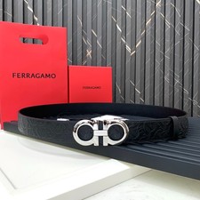 Ferragamo Reversible Leather Belt Gancini Buckle NEW