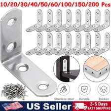 Lot 1.5'' Heavy Duty L-Shaped Bracket Corner Brace Steel Right Angle with Screws