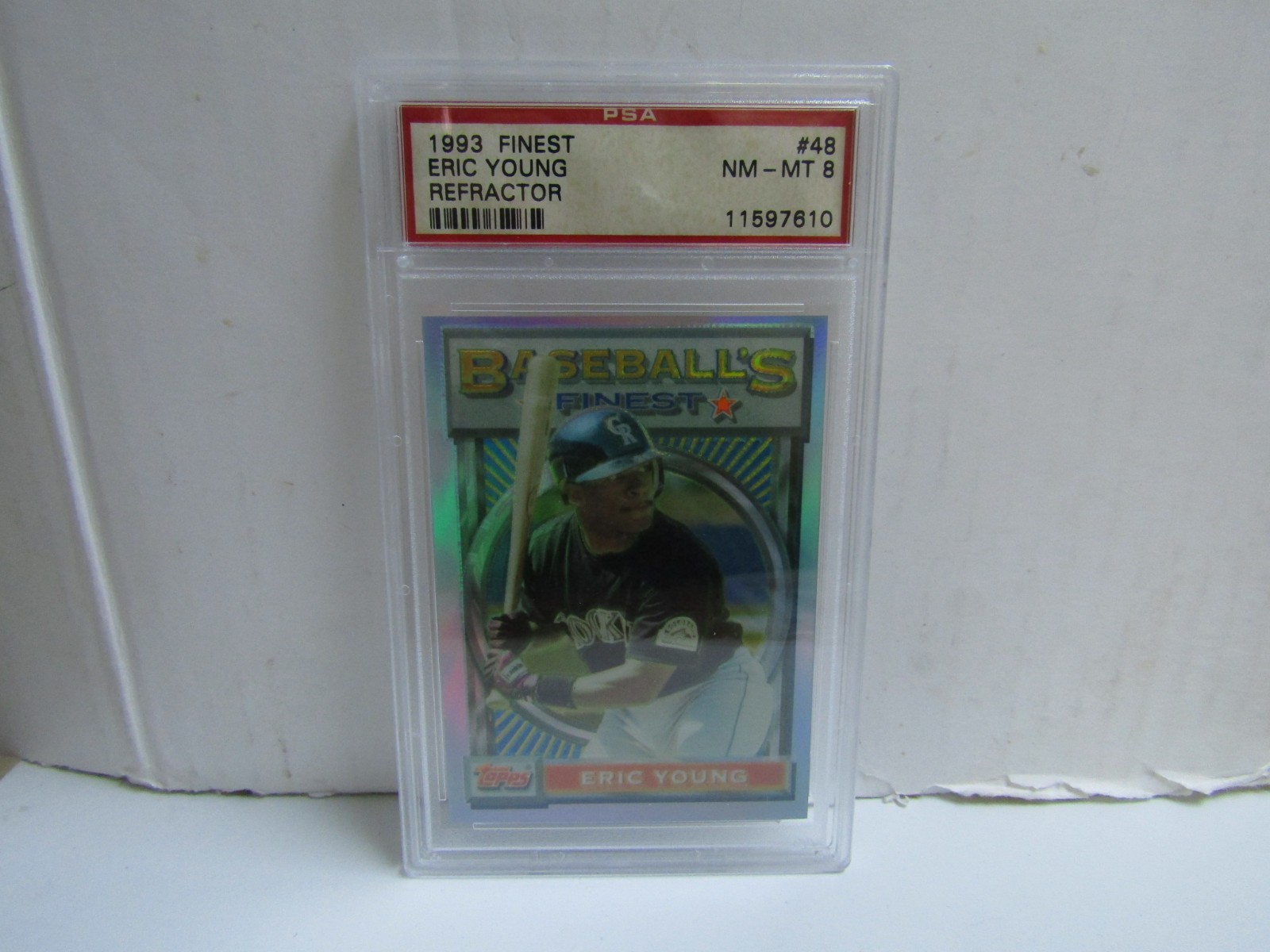 PSA 8 1993 Topps Finest #48 Eric Young Refractor Rockies