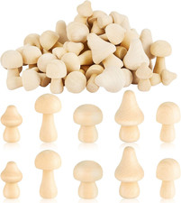 42 Pack Unfinished Wooden Mushroom Mini Mushrooms Figurines Various Sizes Natura